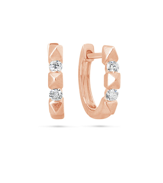 OLIVE & CHAIN Diamond Spike Huggie Earring - Rose Gold