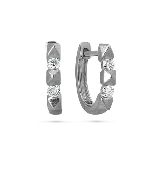 OLIVE & CHAIN Diamond Spike Huggie Earring - Black Gold