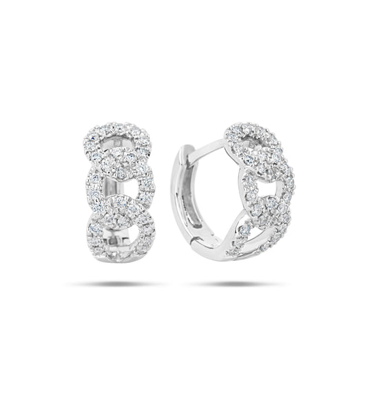 OLIVE & CHAIN Diamond Curb Link Huggie Earring - Yellow Gold, 14mm