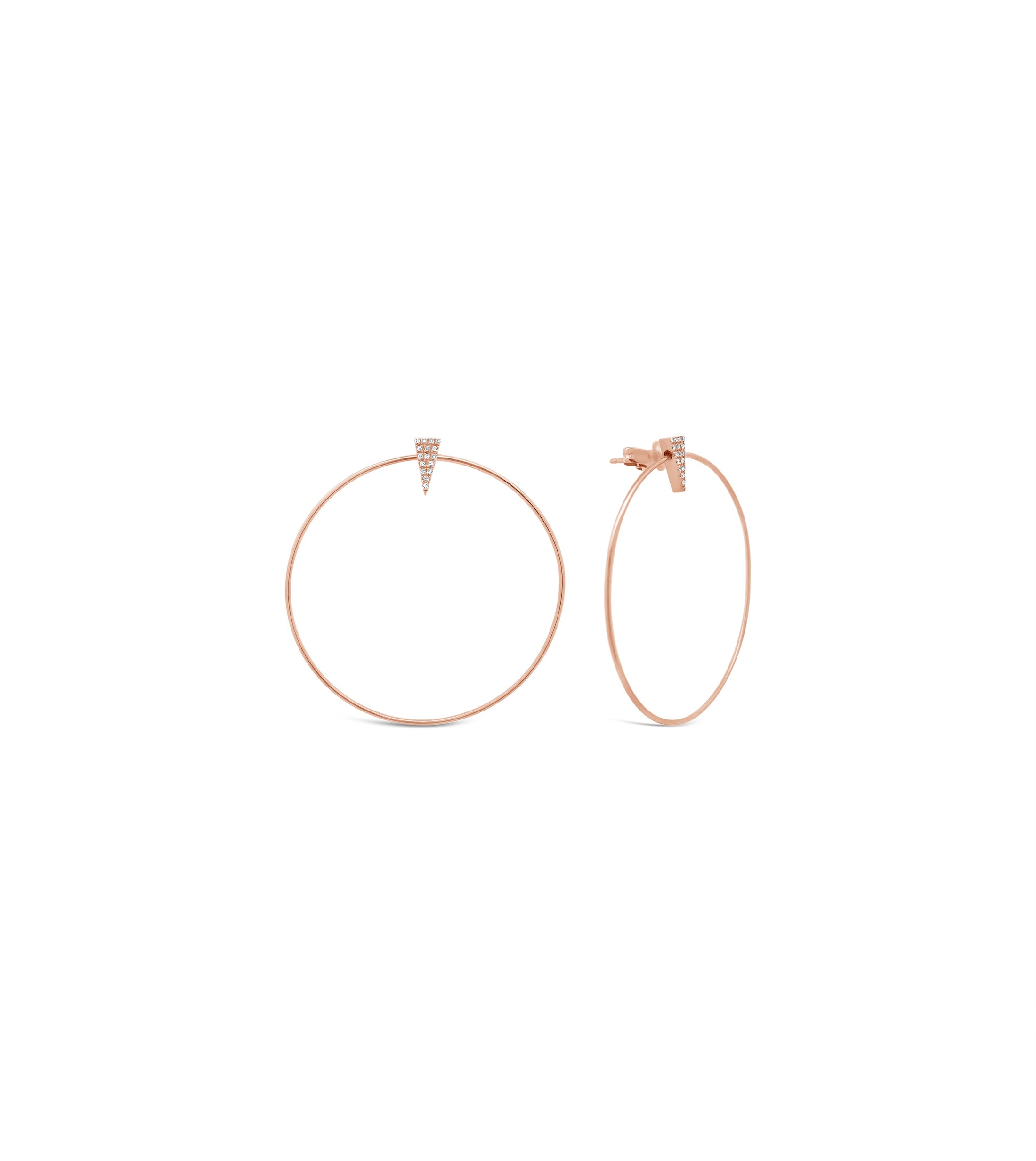 OLIVE & CHAIN Diamond Hoop Stud Earrings - Rose Gold