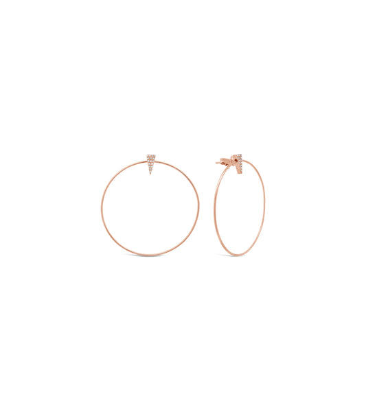 OLIVE & CHAIN Diamond Hoop Stud Earrings - Rose Gold
