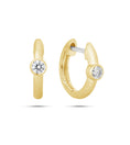 Load image into Gallery viewer, OLIVE & CHAIN Diamond Round Bezel Huggie Earring - Yellow Gold
