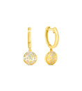 Load image into Gallery viewer, OLIVE & CHAIN Diamond Celestial Disc Dangle Earring - Yellow Gold
