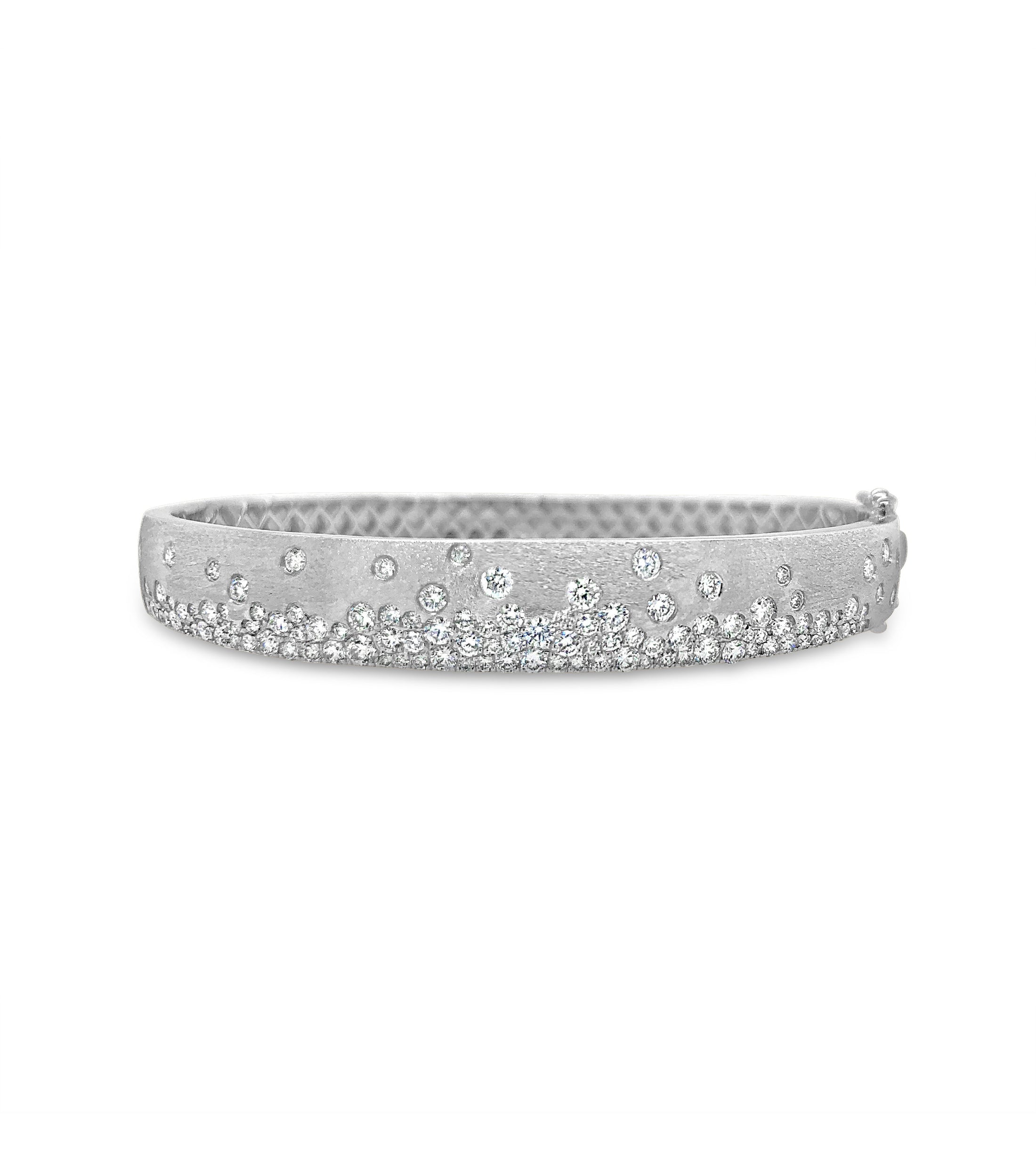 OLIVE & CHAIN Diamond Celestial Signature Bangle - White Gold