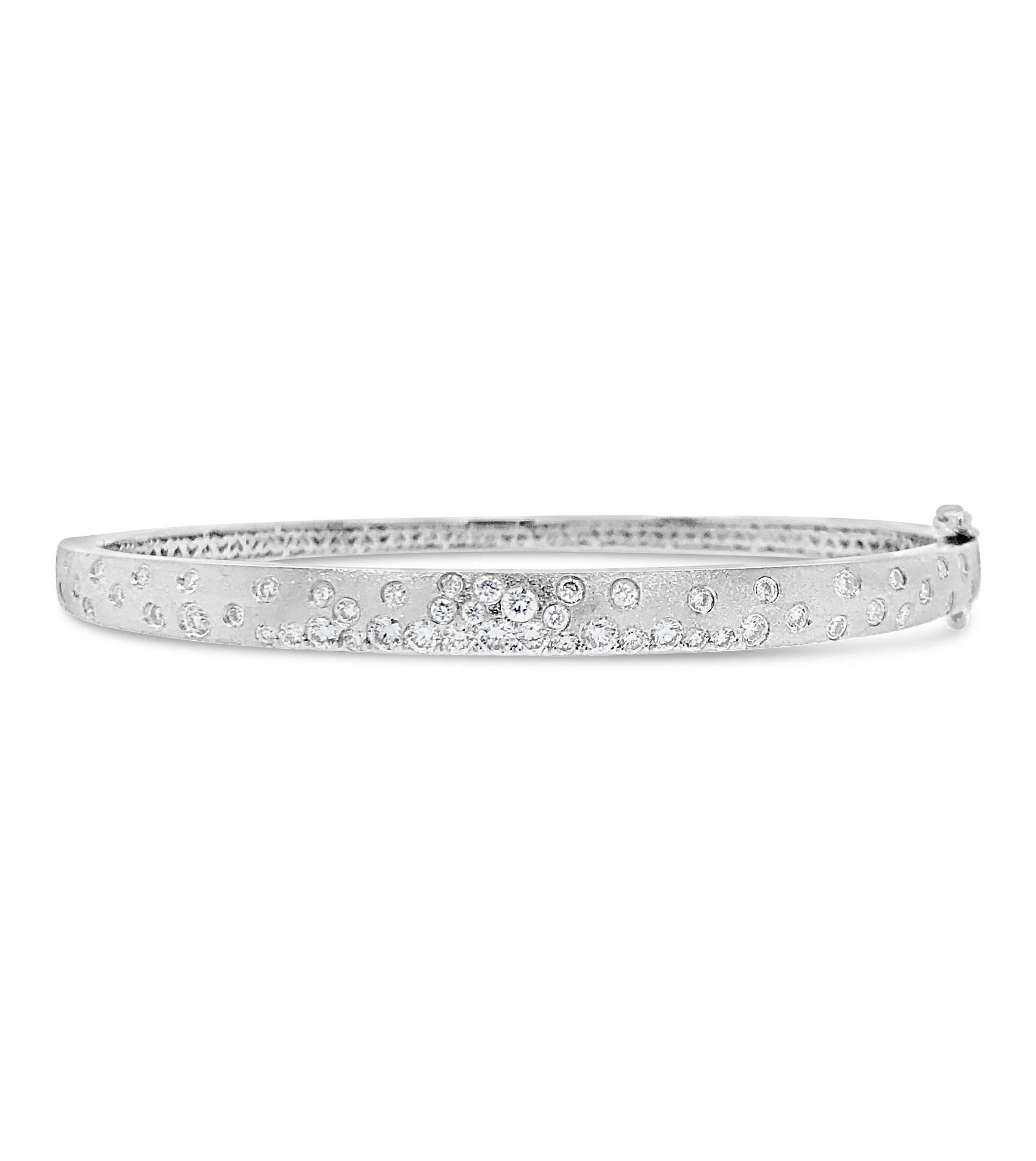 OLIVE & CHAIN Diamond Celestial Slim Bangle - White Gold