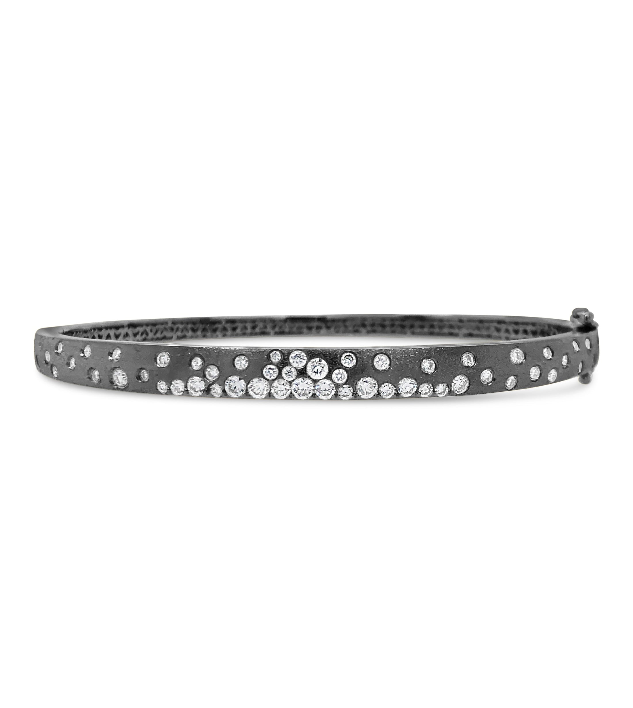 OLIVE & CHAIN Diamond Celestial Slim Bangle - Black Gold