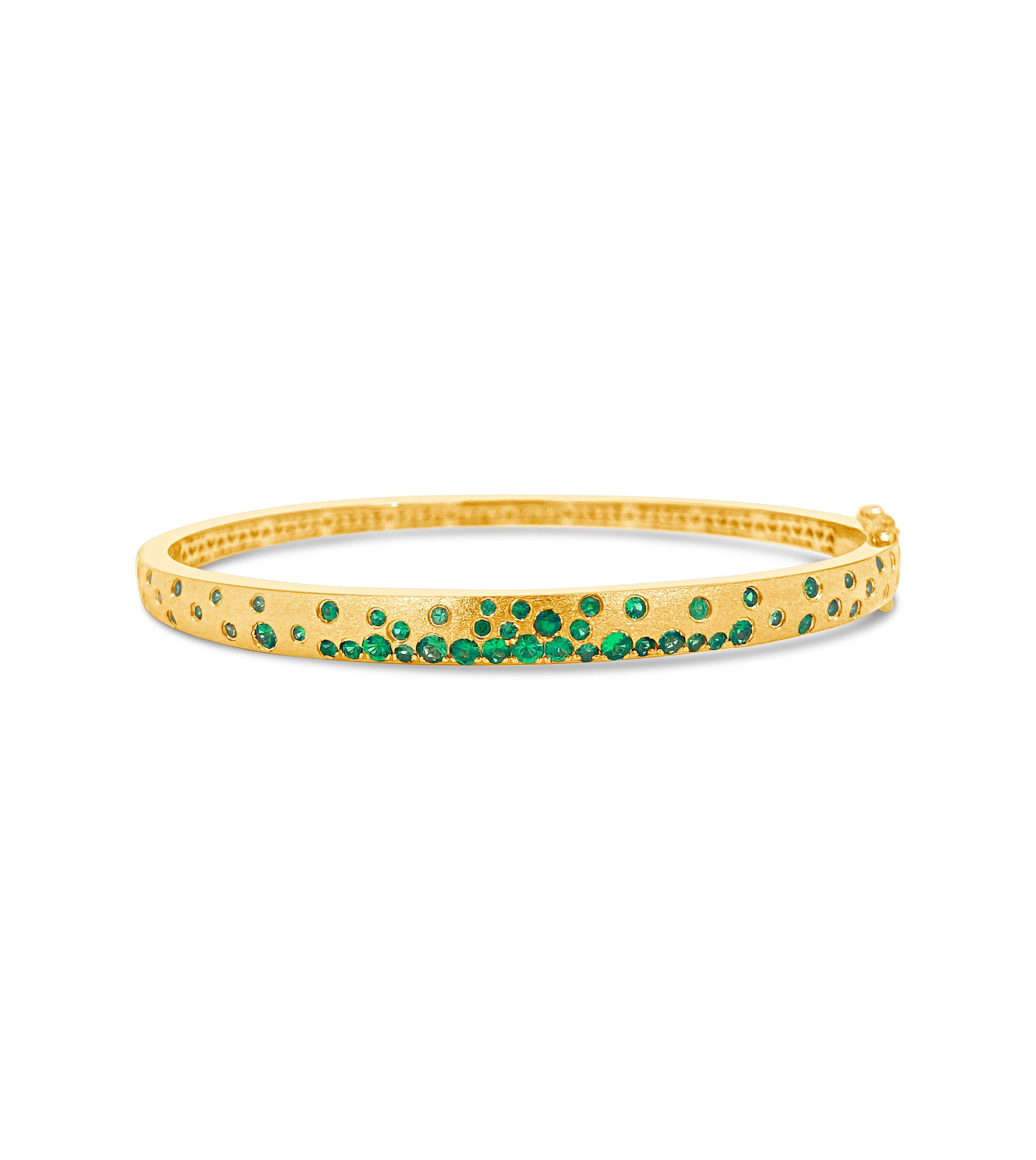 OLIVE & CHAIN Tsavorite Celestial Slim Bangle - Yellow Gold