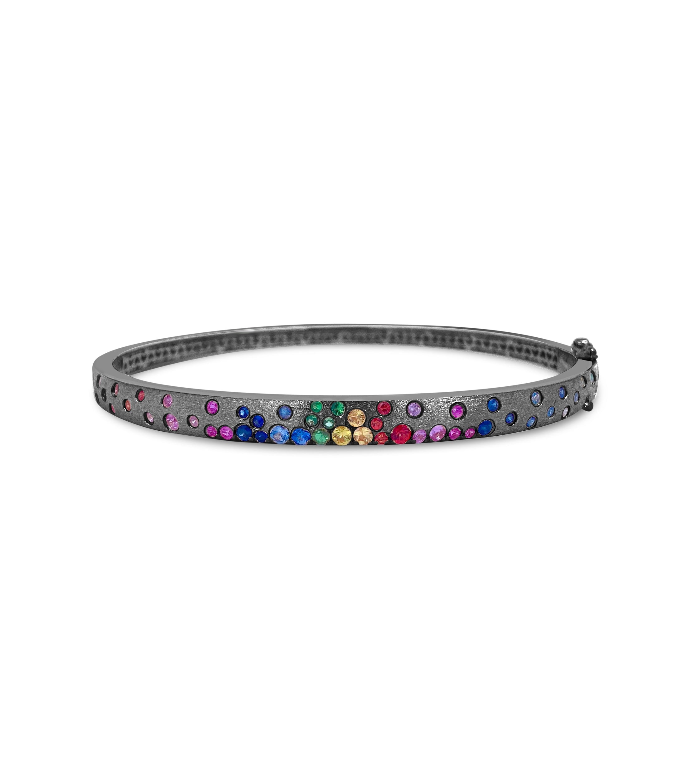 OLIVE & CHAIN Rainbow Celestial Slim Bangle - Black Gold
