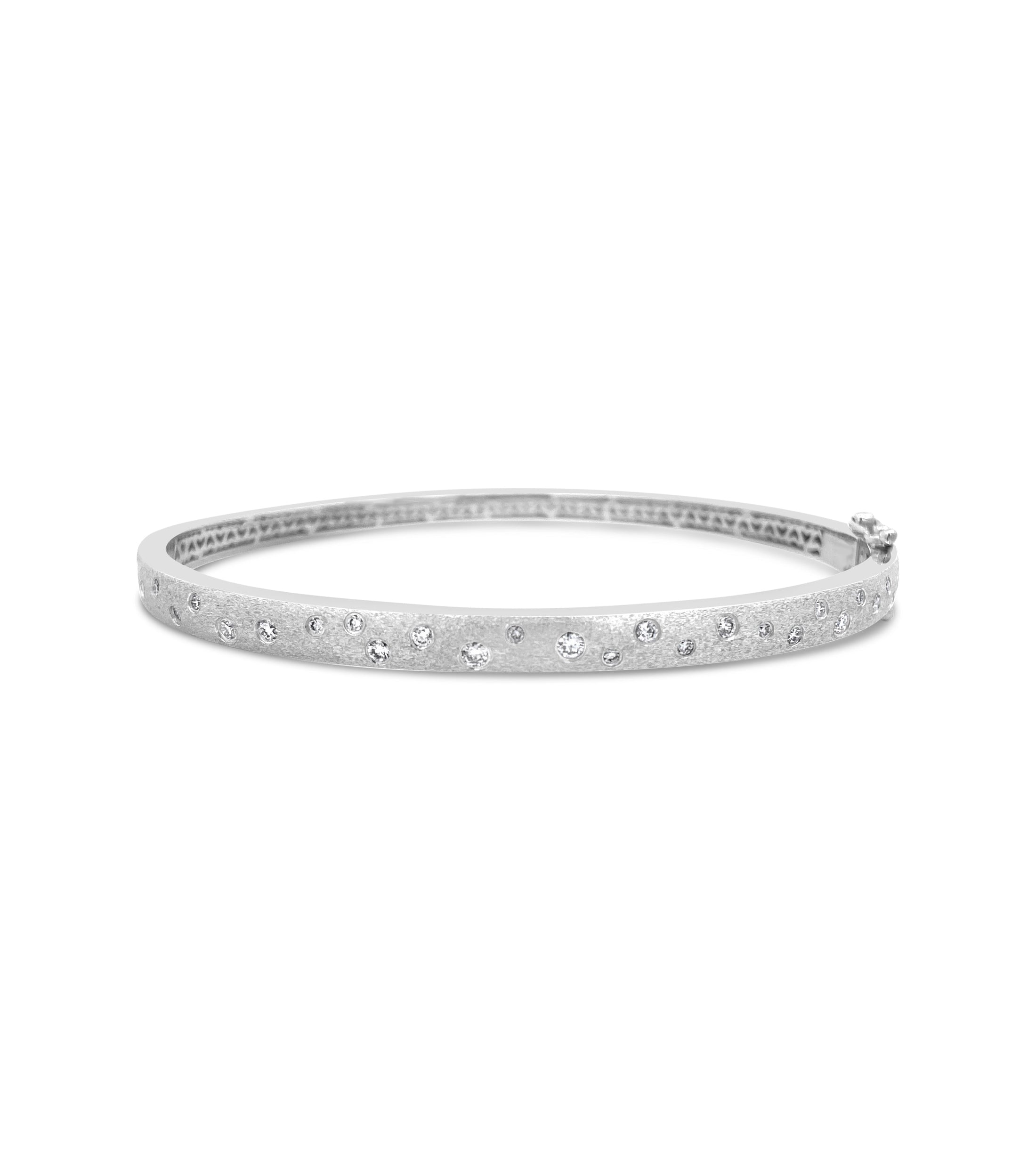 OLIVE & CHAIN Diamond Scatter Bangle - White Gold