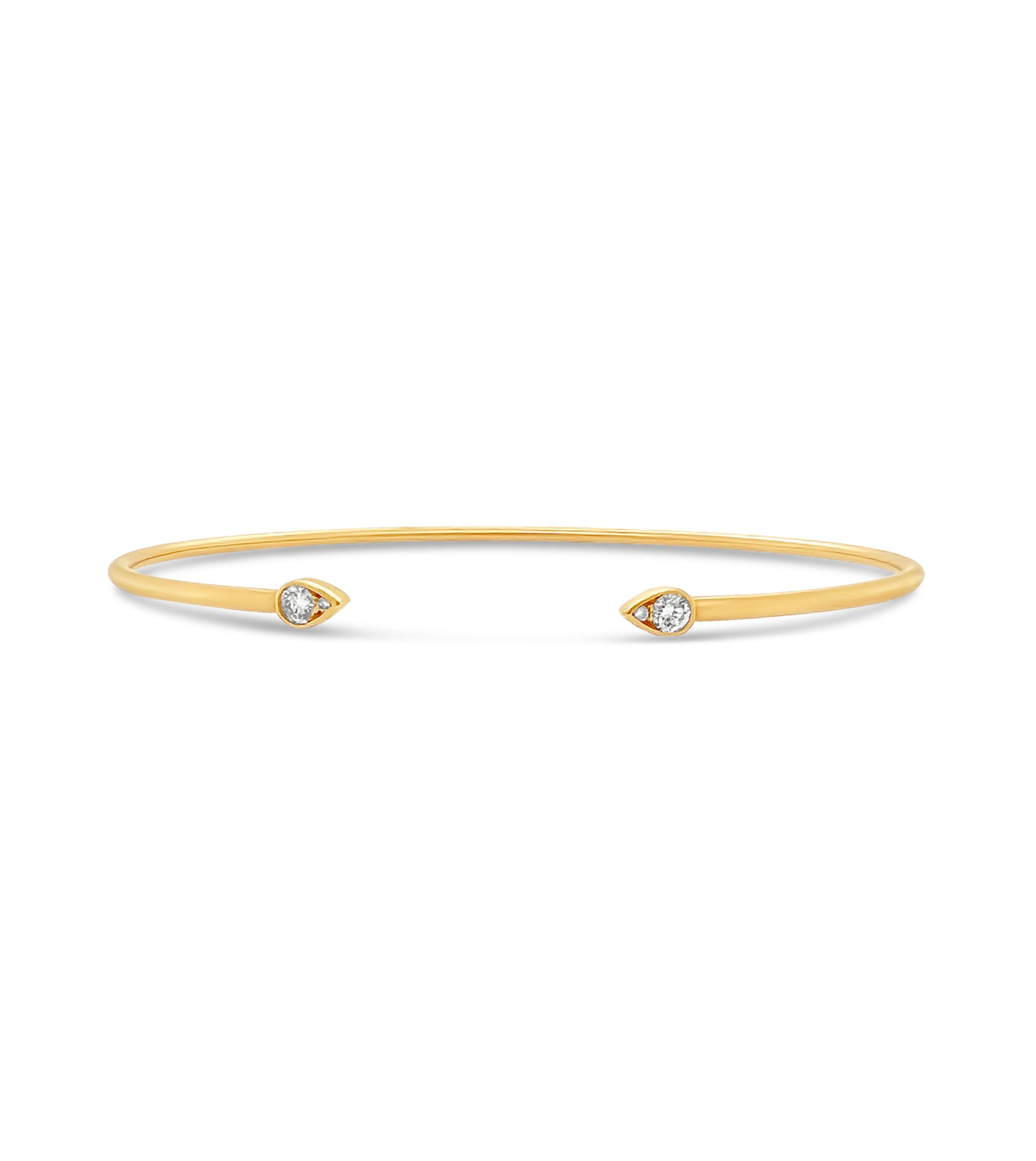 OLIVE & CHAIN Diamond Pear Shape Flexible Bangle - Yellow Gold