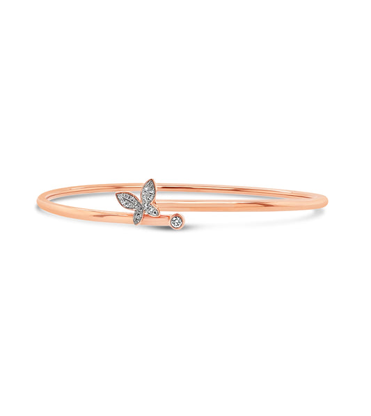 OLIVE & CHAIN Diamond Butterfly Flexible Bangle - Rose Gold