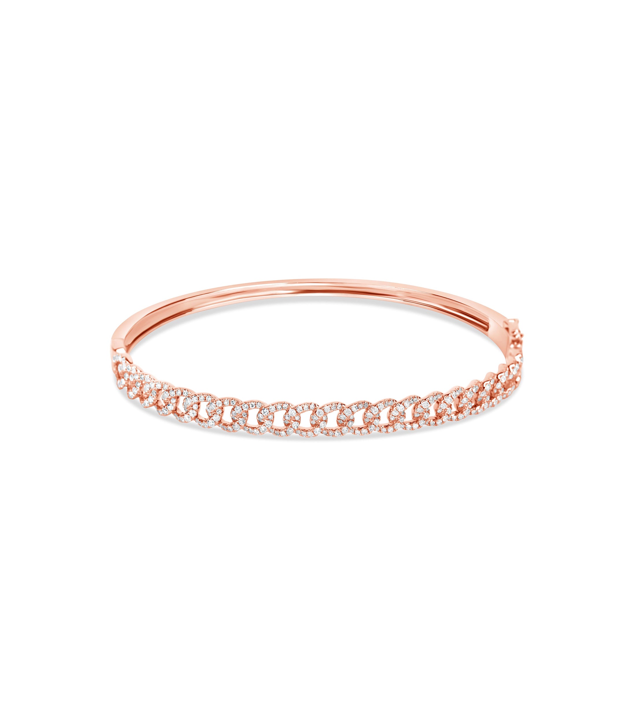 OLIVE & CHAIN Diamond Cuban Link Bangle - Rose Gold