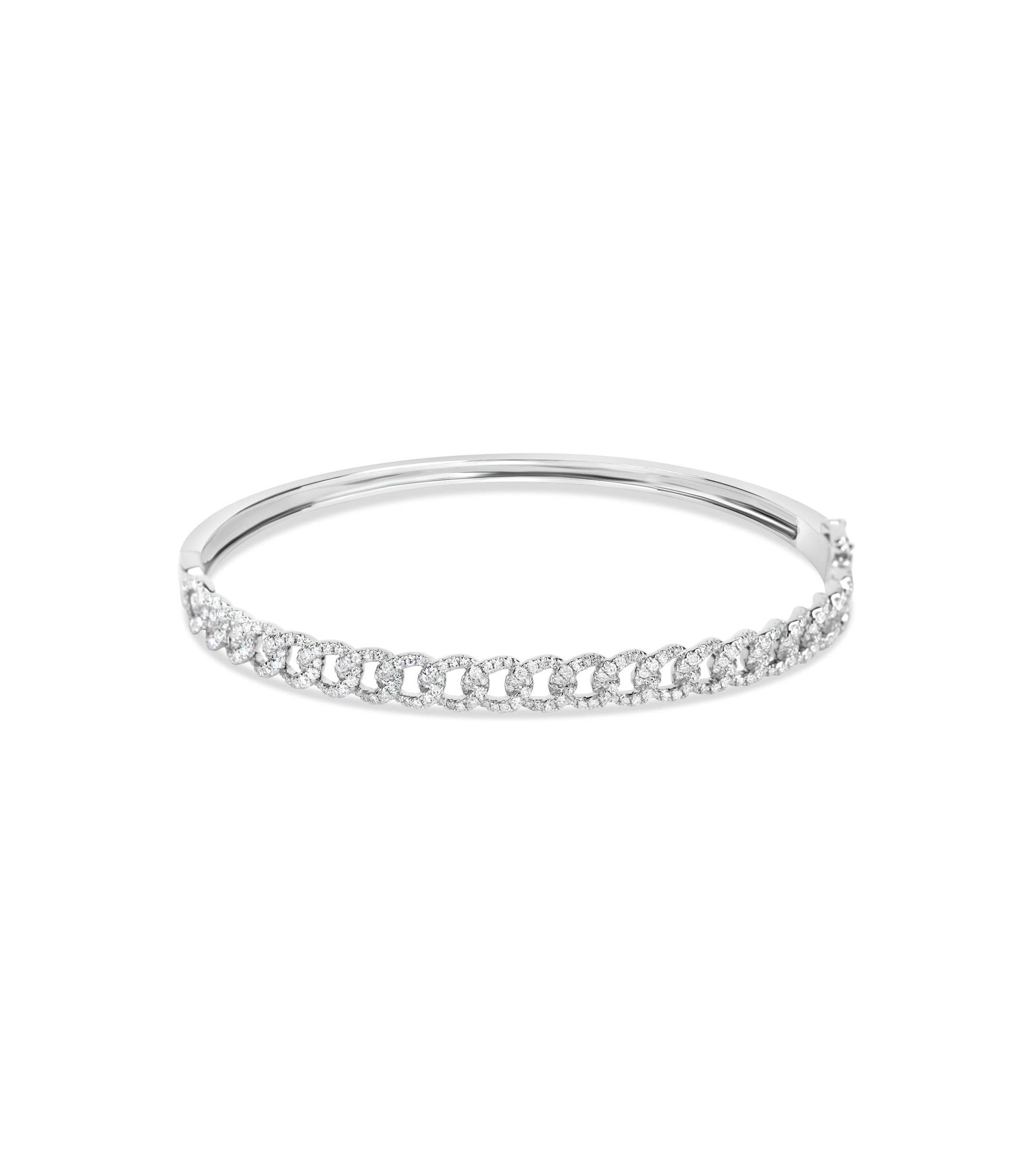 OLIVE & CHAIN Diamond Cuban Link Bangle - White Gold