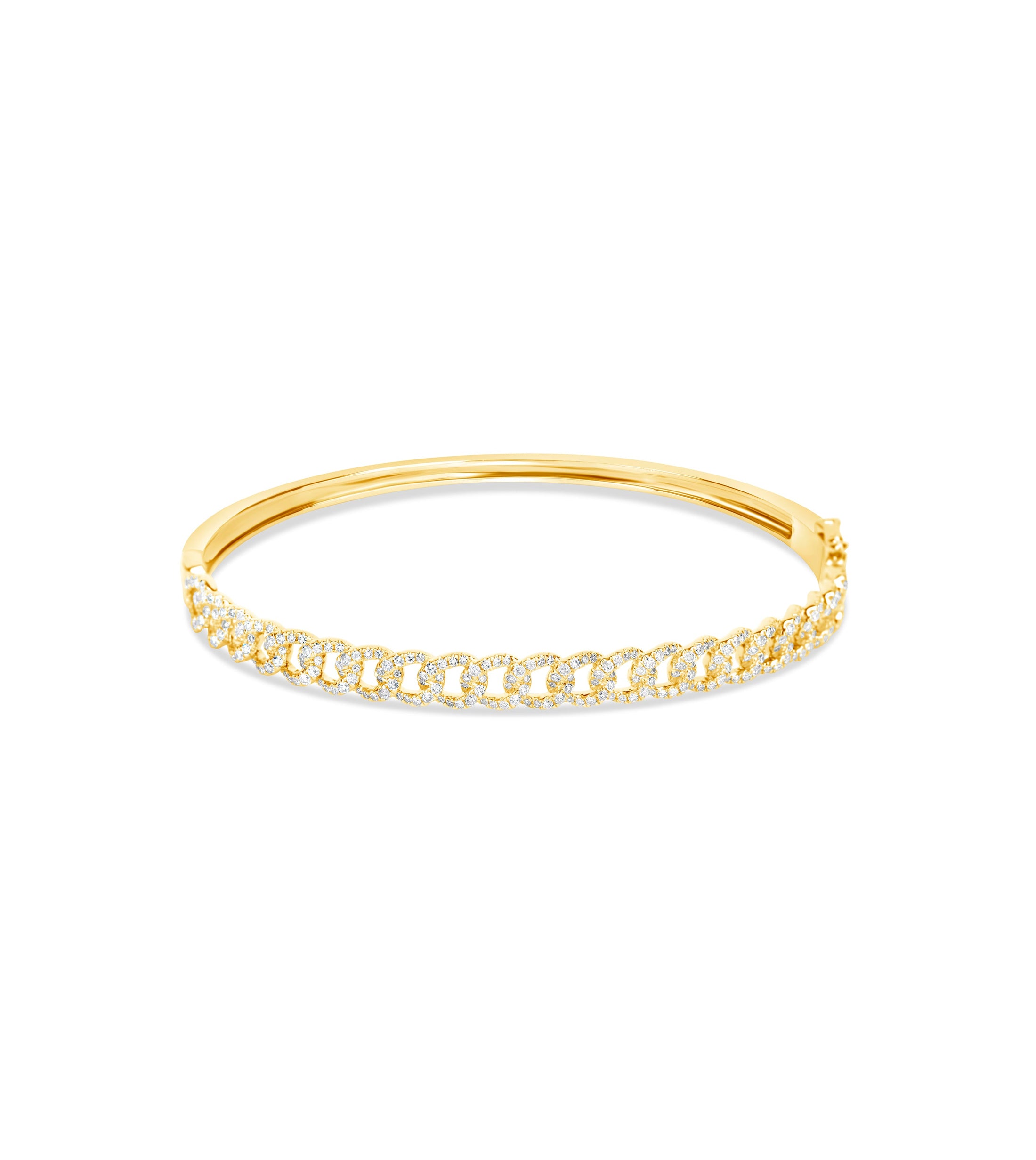 OLIVE & CHAIN Diamond Cuban Link Bangle - Yellow Gold