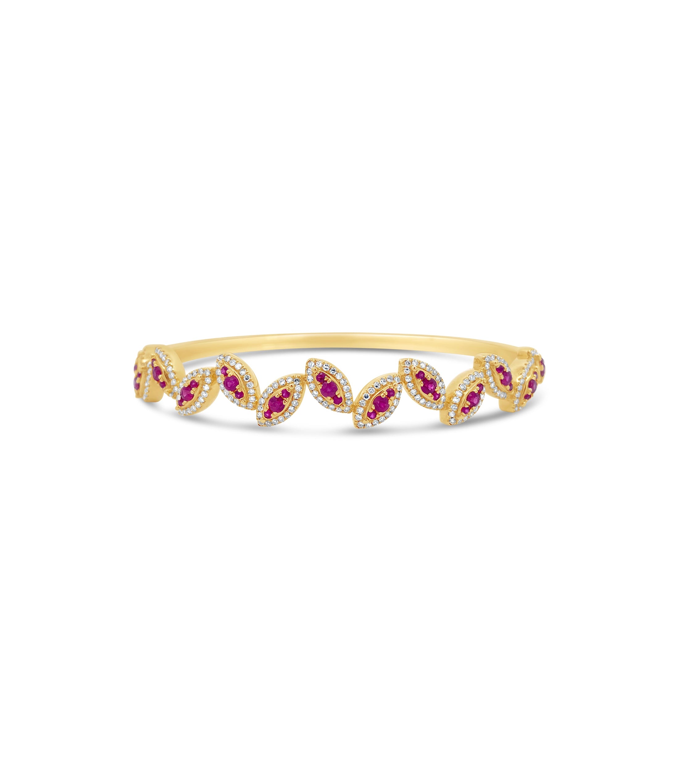 OLIVE & CHAIN Ruby & Diamond Marquise Bangle - Yellow Gold