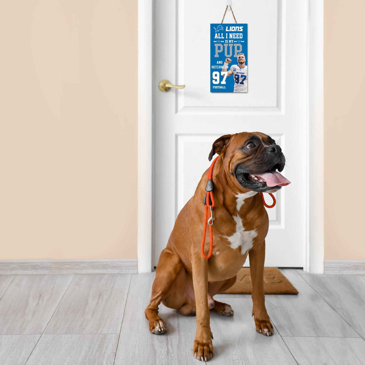 Aidan Hutchinson (Det) "All I Need Is My Pup And Football" Sign