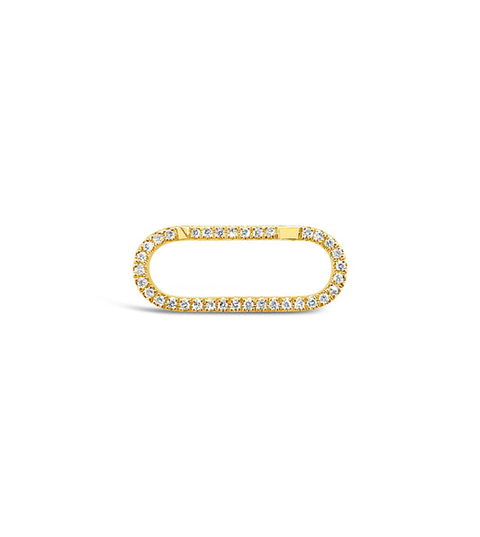 OLIVE & CHAIN Diamond Oval Connector Clasp - Yellow Gold, 15mm