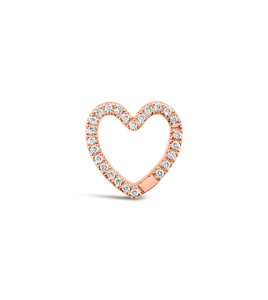OLIVE & CHAIN Diamond Heart Connector Clasp - Rose Gold, 10mm