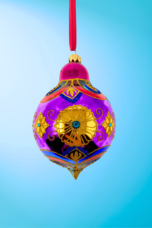 Amethyst Sparkling Gem Glass Christmas Bauble - Southlake Paws