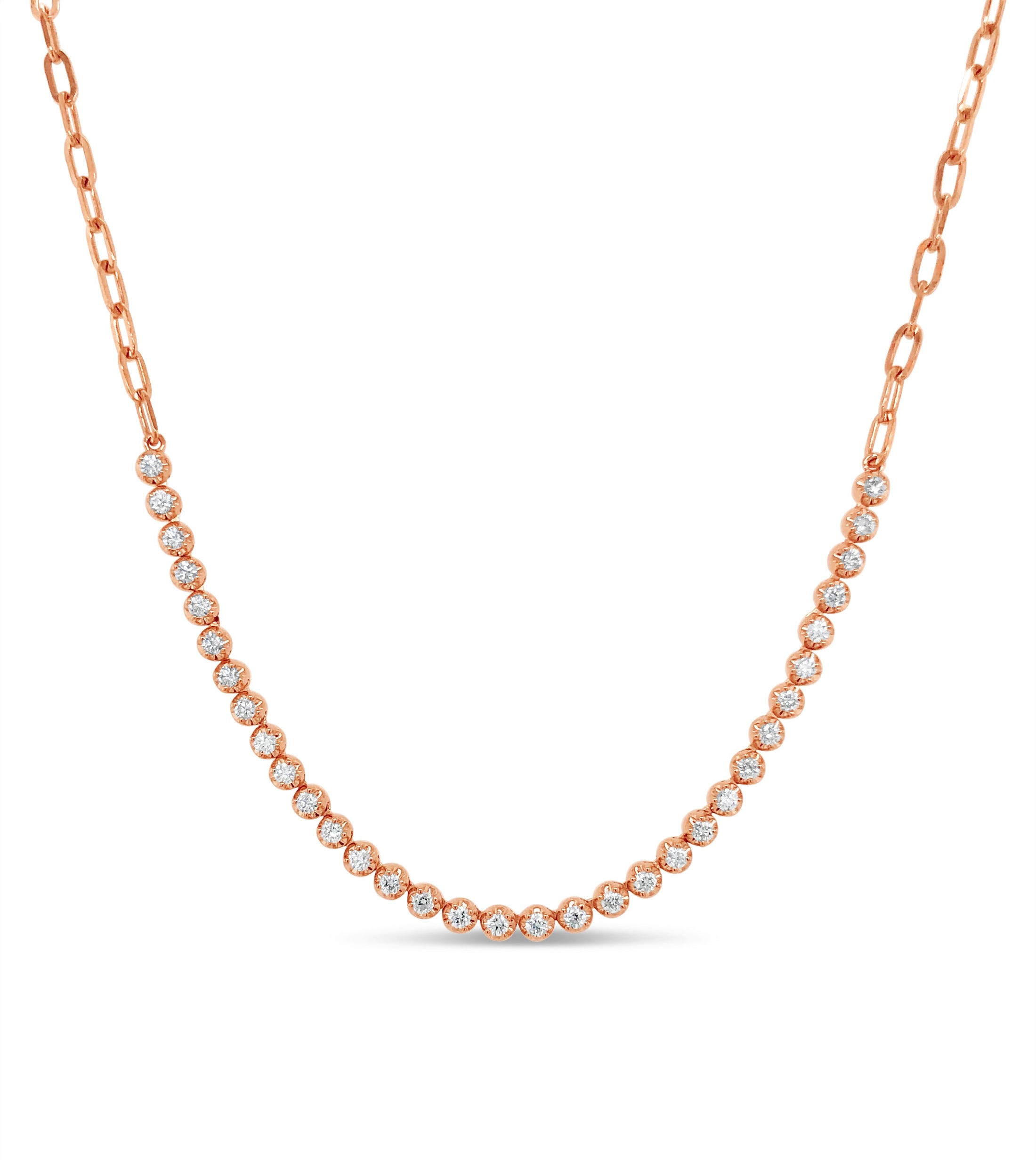 OLIVE & CHAIN Diamond Paperclip Tennis Necklace - Rose Gold