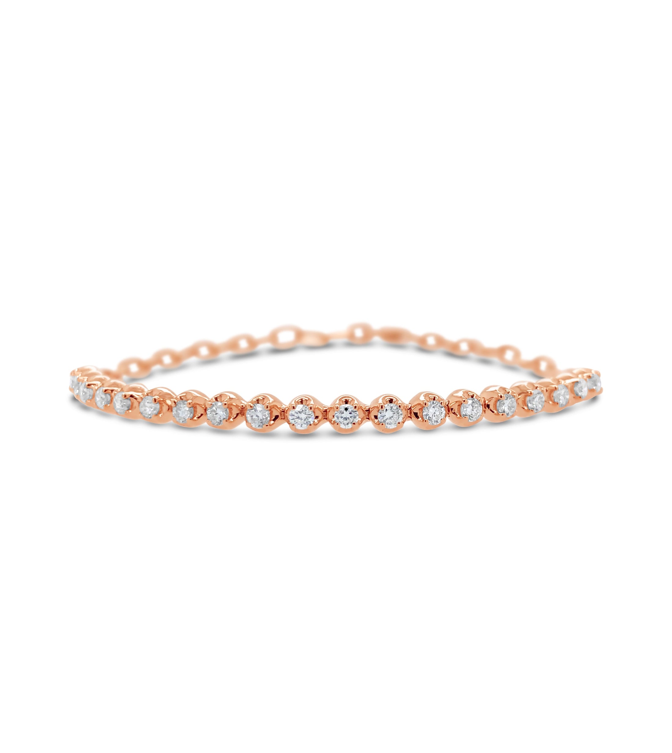 OLIVE & CHAIN Diamond Paperclip Tennis Bracelet - Rose Gold