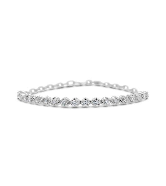OLIVE & CHAIN Diamond Paperclip Tennis Bracelet - White Gold