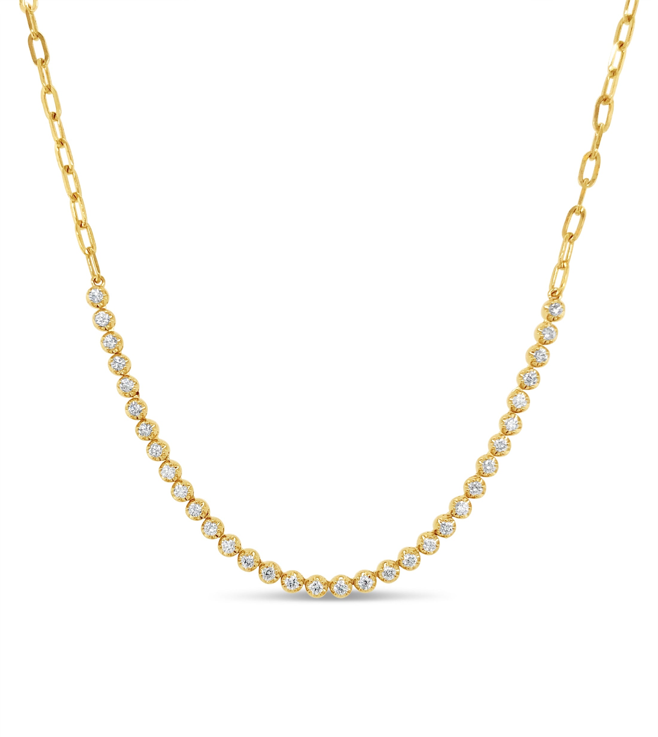 OLIVE & CHAIN Diamond Paperclip Tennis Necklace - Yellow Gold
