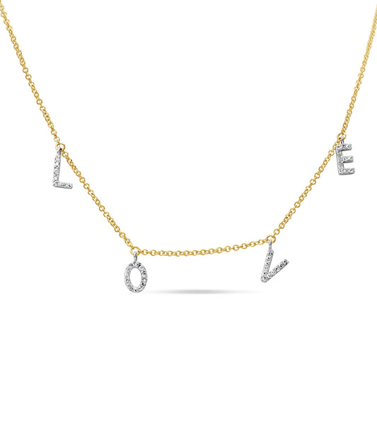 OLIVE & CHAIN Diamond Love Necklace - Two-Tone Gold