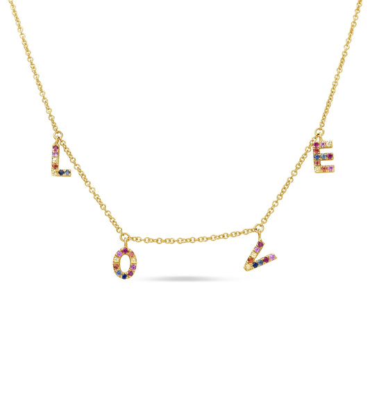 OLIVE & CHAIN Rainbow Love Necklace - Yellow Gold