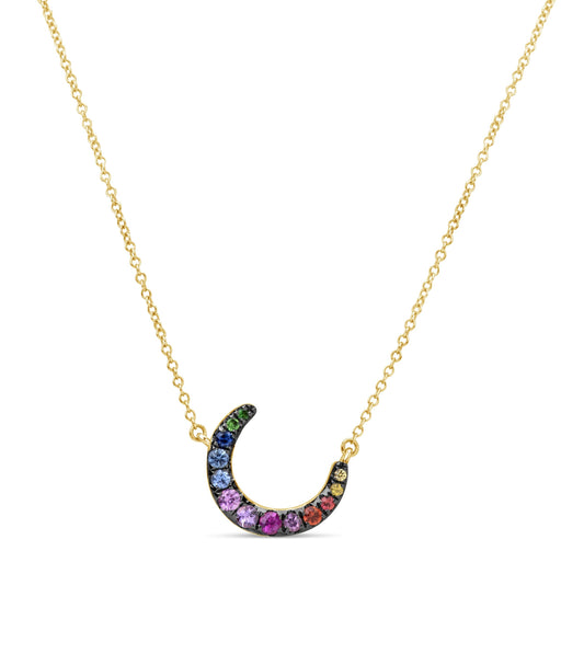 OLIVE & CHAIN Rainbow Moon Necklace - Yellow Gold