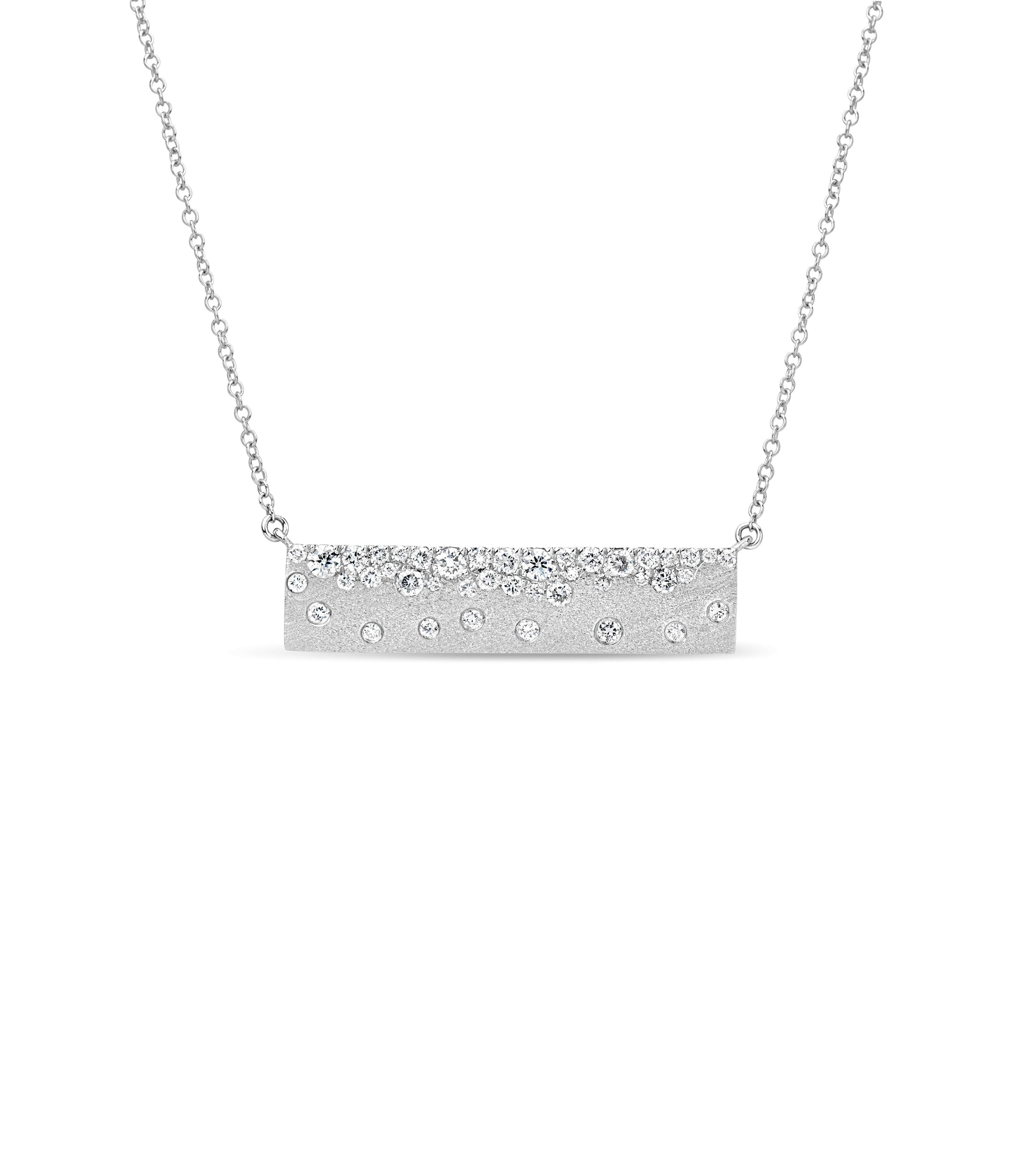 OLIVE & CHAIN Diamond Celestial Bar Necklace - White Gold