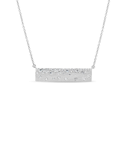 OLIVE & CHAIN Diamond Celestial Bar Necklace - White Gold
