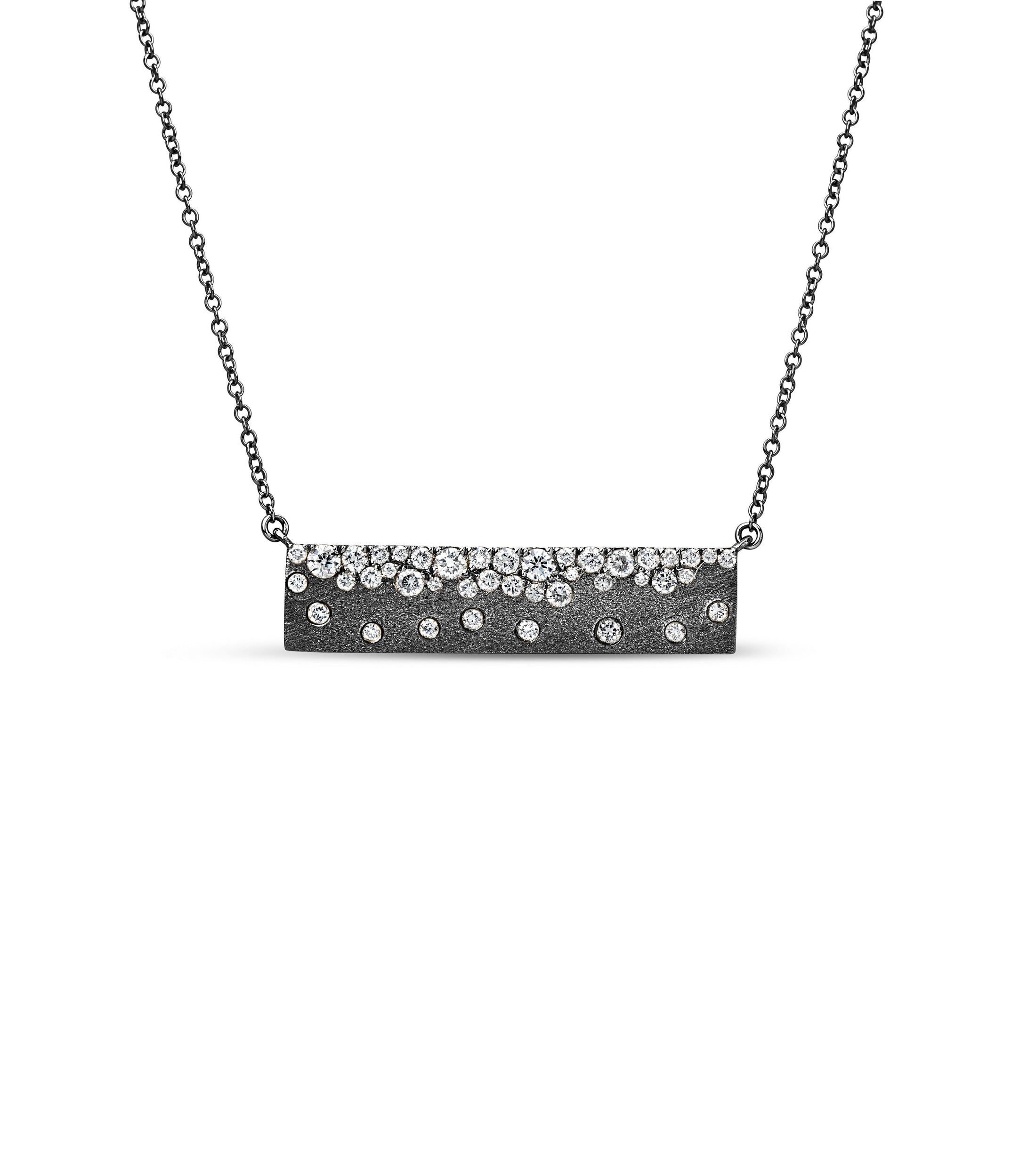 OLIVE & CHAIN Diamond Celestial Bar Necklace - Black Gold