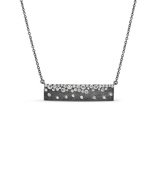 OLIVE & CHAIN Diamond Celestial Bar Necklace - Black Gold
