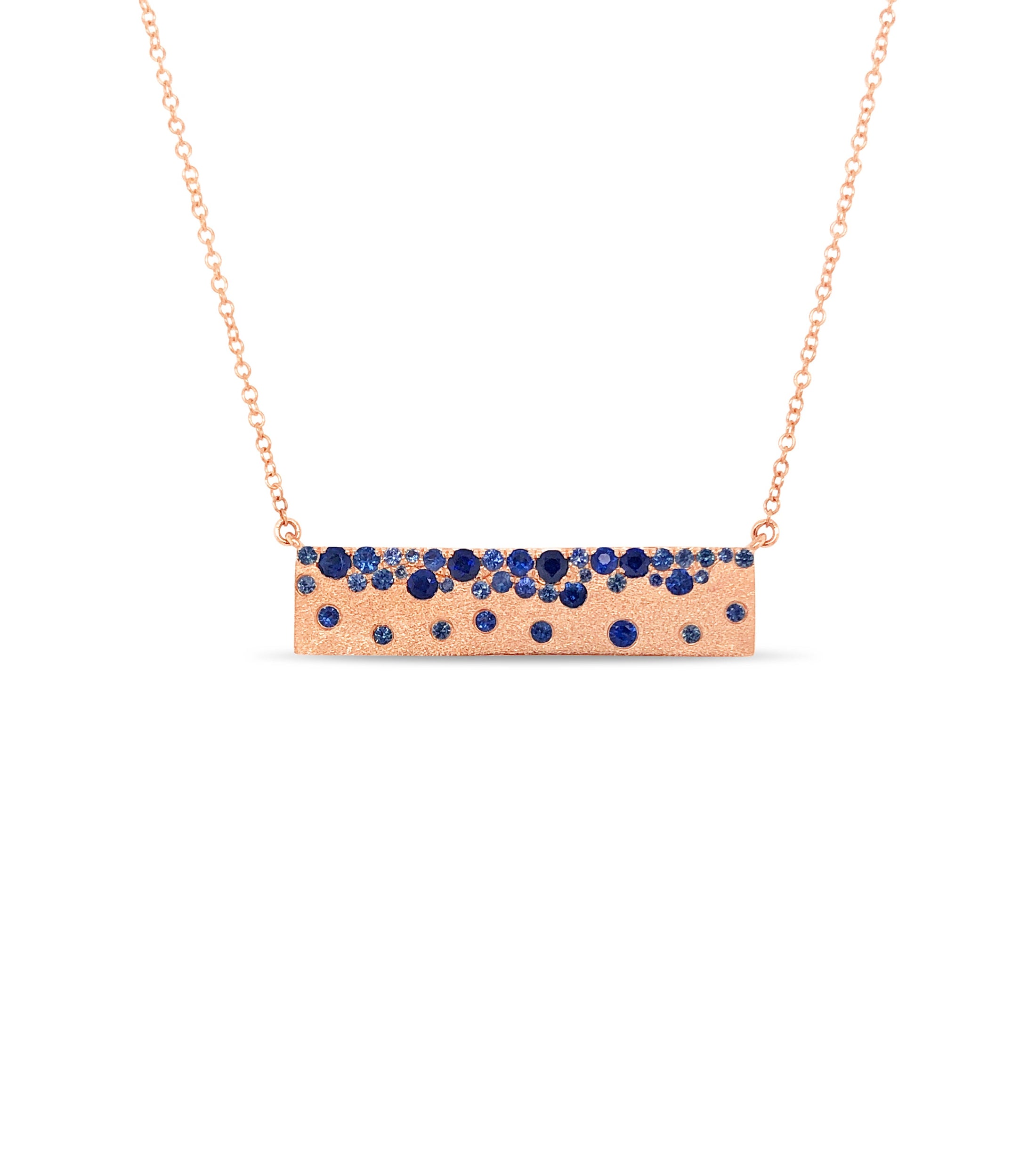 OLIVE & CHAIN Sapphire Celestial Bar Necklace - Rose Gold
