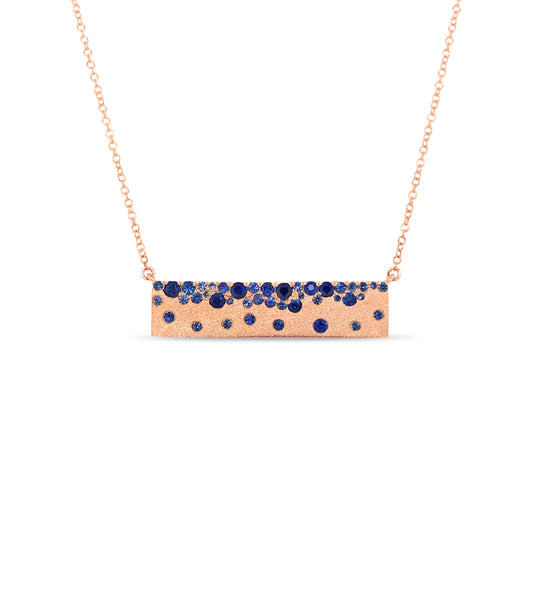 OLIVE & CHAIN Sapphire Celestial Bar Necklace - Rose Gold
