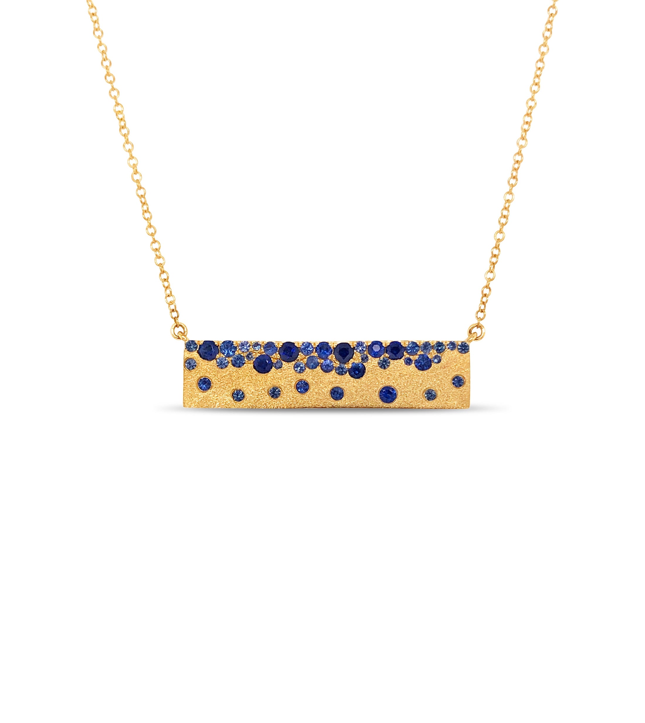 OLIVE & CHAIN Sapphire Celestial Bar Necklace - Yellow Gold