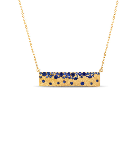 OLIVE & CHAIN Sapphire Celestial Bar Necklace - Yellow Gold