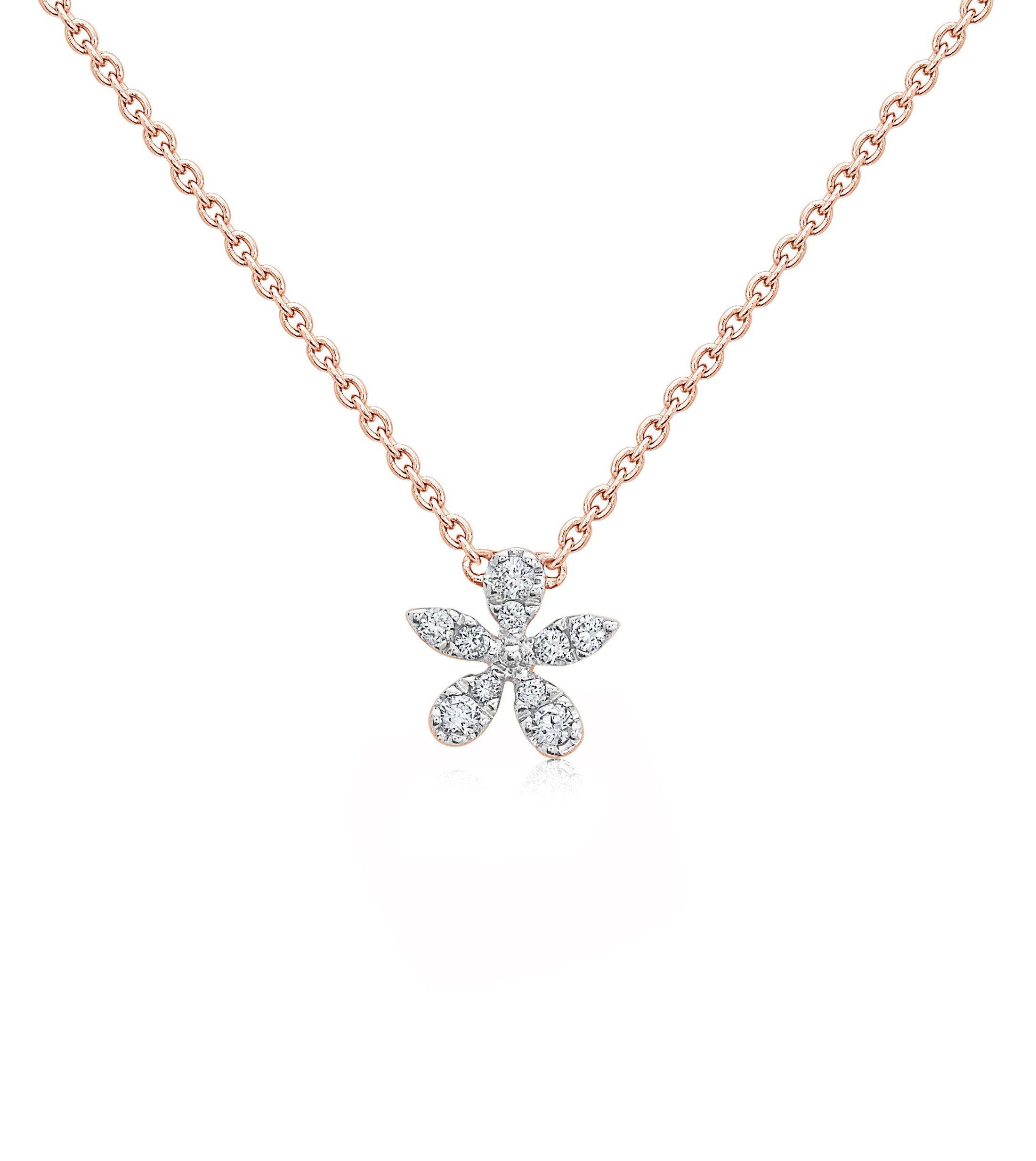 OLIVE & CHAIN Diamond Flower Necklace - Rose Gold