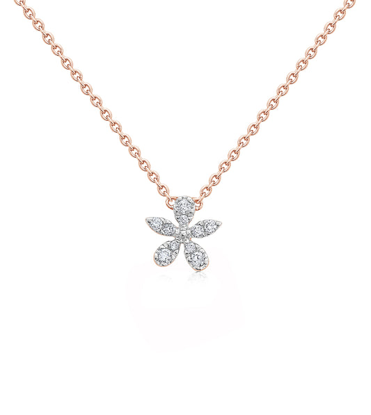 OLIVE & CHAIN Diamond Flower Necklace - Rose Gold