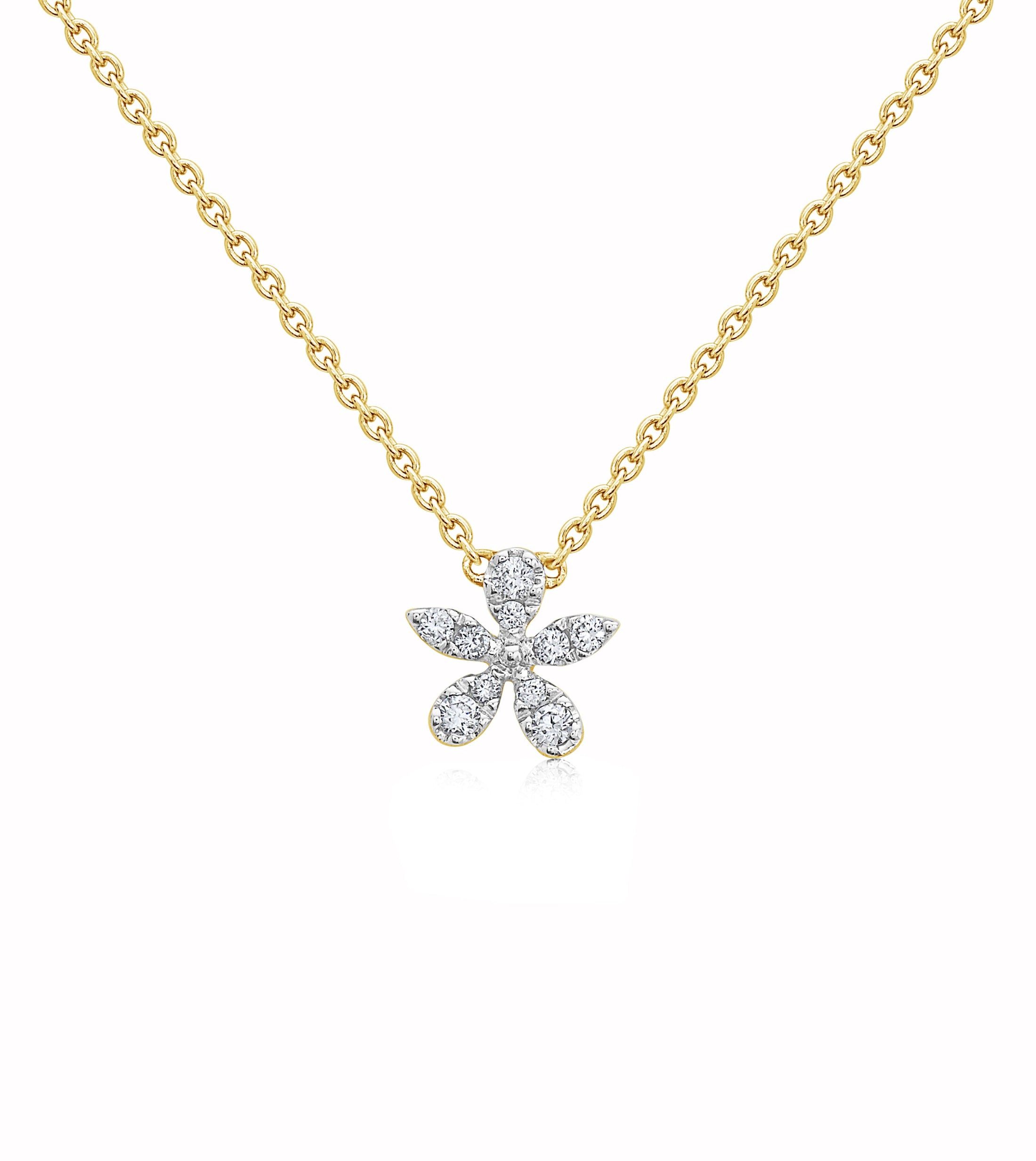 OLIVE & CHAIN Diamond Flower Necklace - Yellow Gold