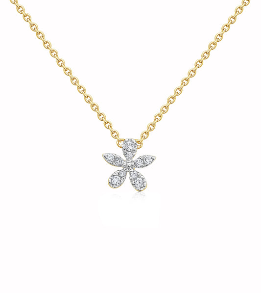 OLIVE & CHAIN Diamond Flower Necklace - Yellow Gold