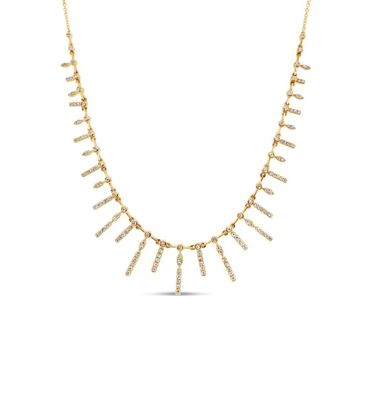 OLIVE & CHAIN Diamond Princess Necklace - Yellow Gold