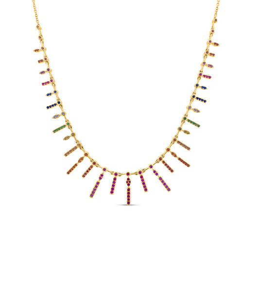 OLIVE & CHAIN Rainbow Princess Necklace - Yellow Gold