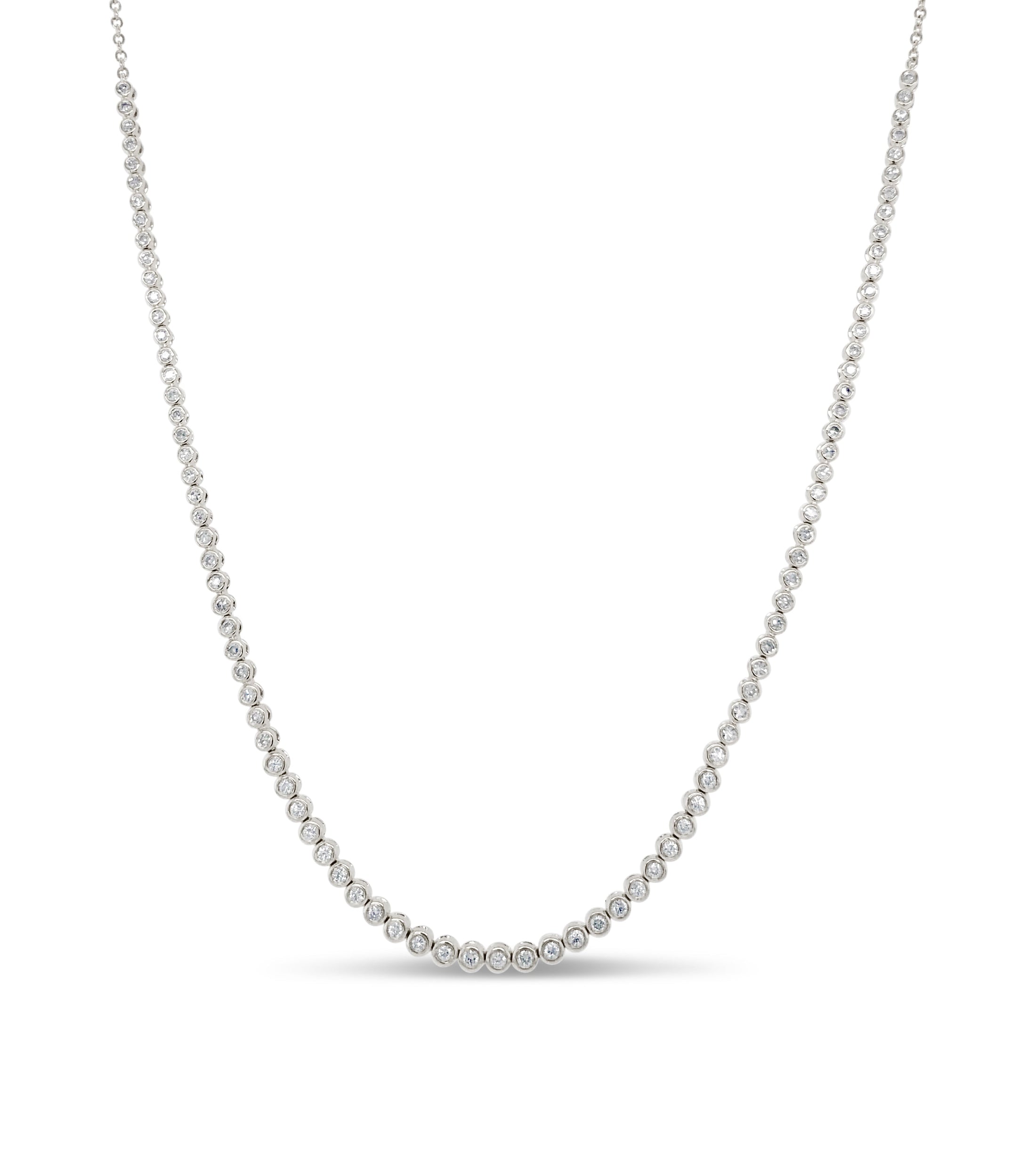 OLIVE & CHAIN Diamond Bezel Tennis Necklace - White Gold