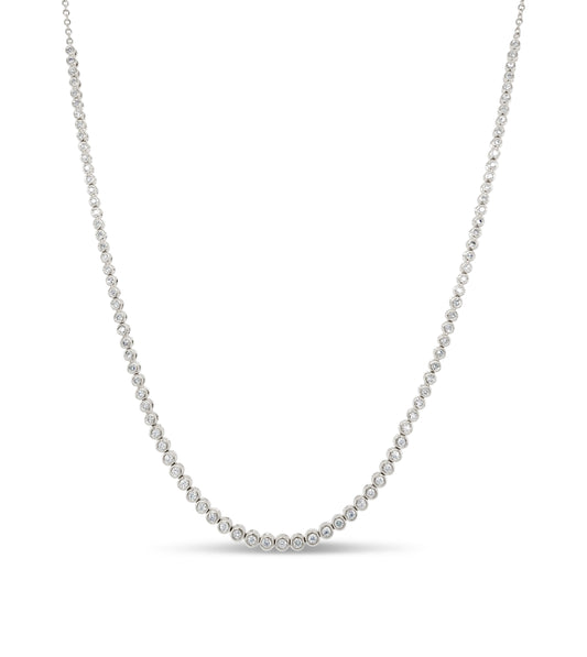 OLIVE & CHAIN Diamond Bezel Tennis Necklace - White Gold