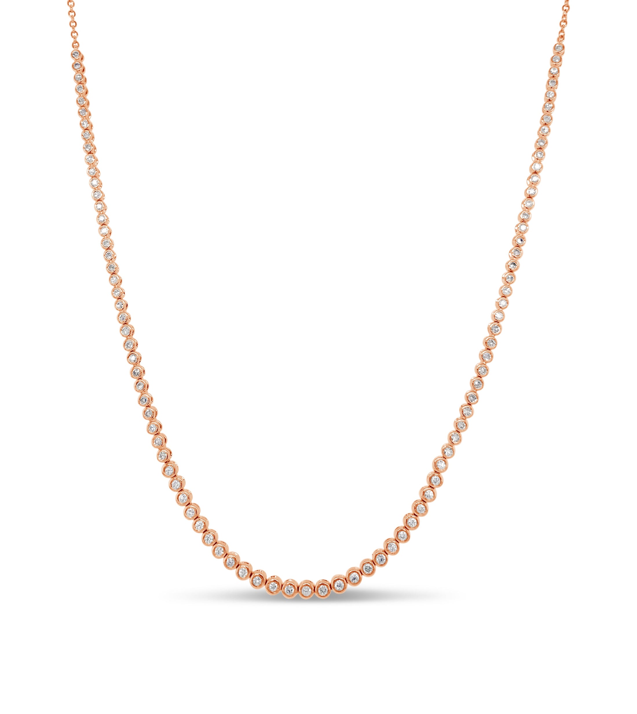 OLIVE & CHAIN Diamond Bezel Tennis Necklace - Rose Gold