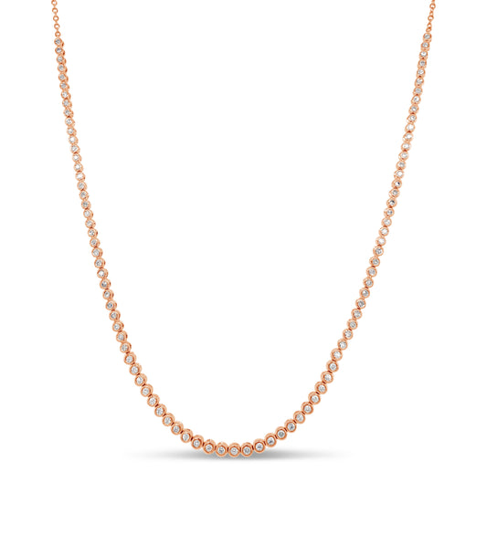 OLIVE & CHAIN Diamond Bezel Tennis Necklace - Rose Gold