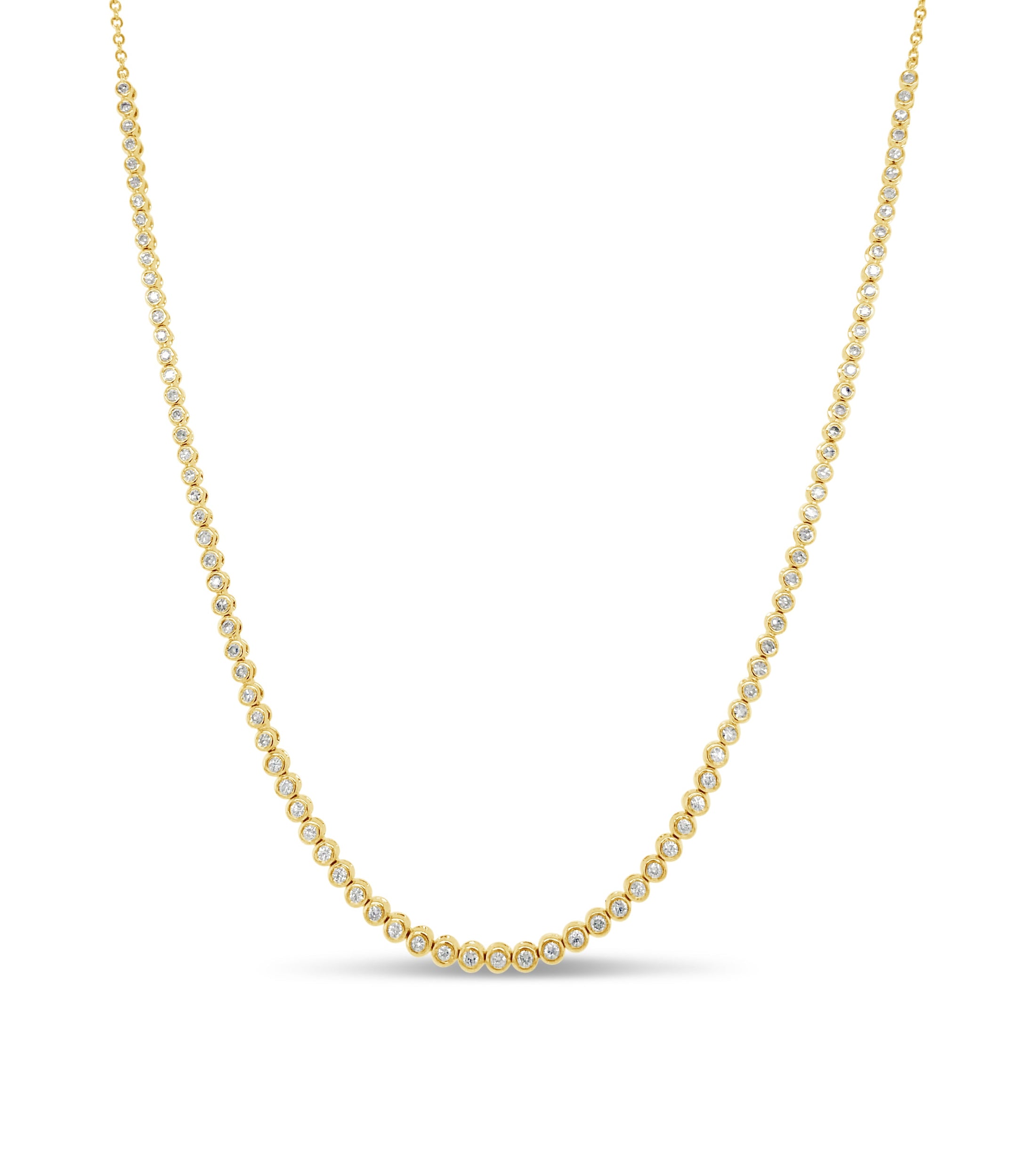 OLIVE & CHAIN Diamond Bezel Tennis Necklace - Yellow Gold