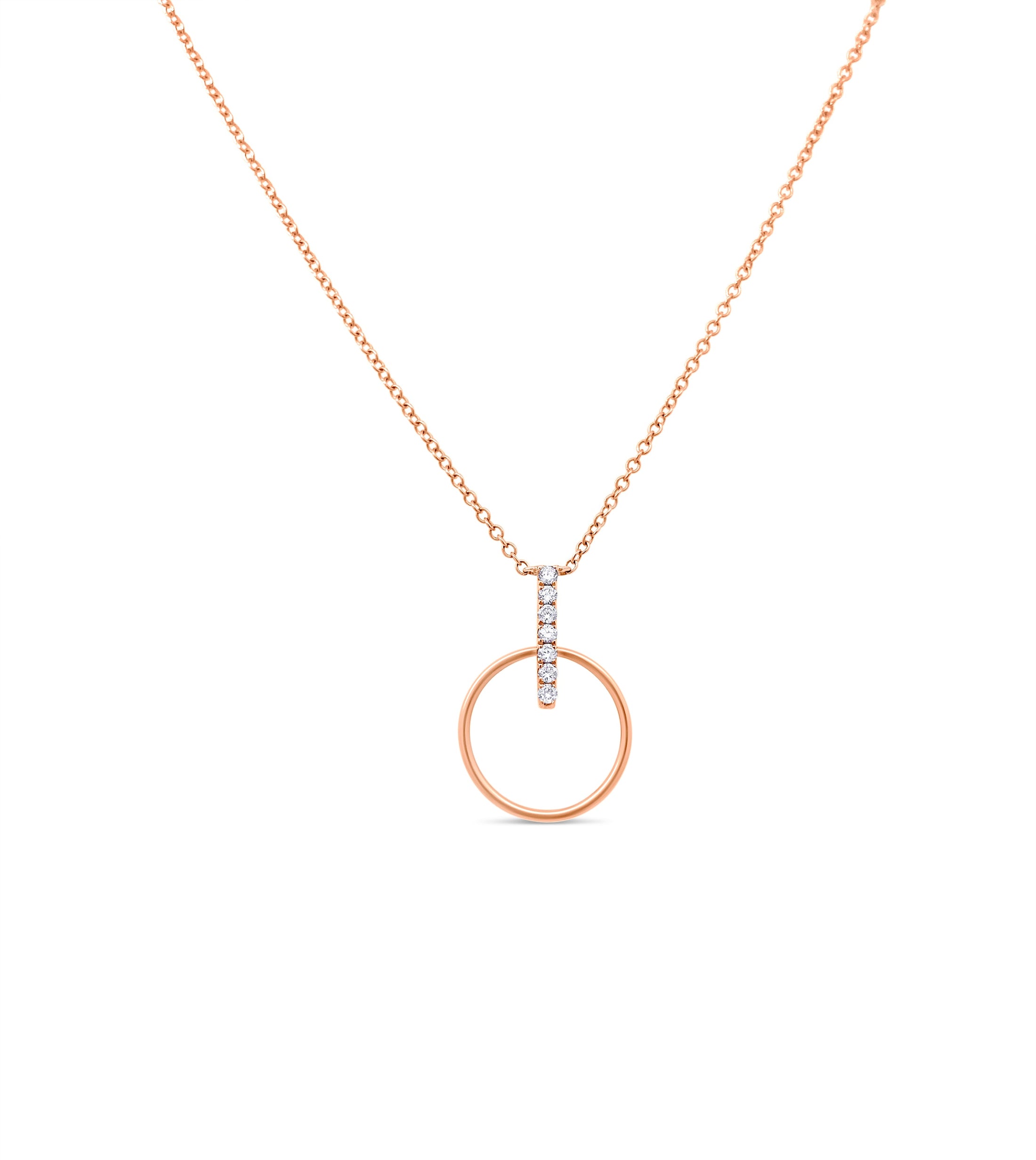 OLIVE & CHAIN Diamond Door Knocker Necklace - Rose Gold